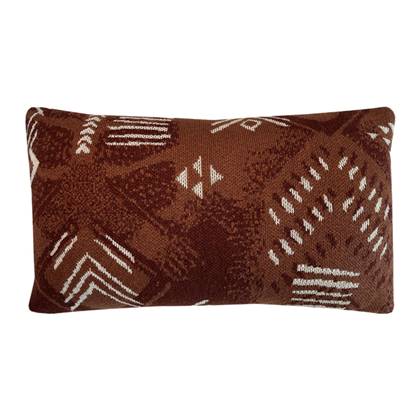 Malagoon Funny Block Dye Gebreid Sierkussen 35 x 60 cm - Rusty Brown Bruin