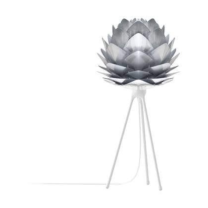 Umage Silvia Mini tafellamp brushed steel - met tripod wit - Ø 32 cm