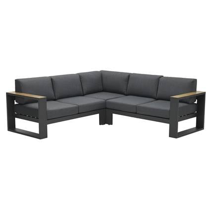 Garden Impressions Cube loungeset 3-delig - carbon black|teak look