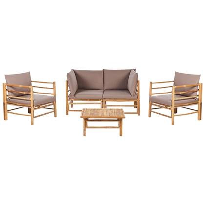Beliani - CERRETO - Loungeset 4-zits - Taupe - Bamboehout Beige