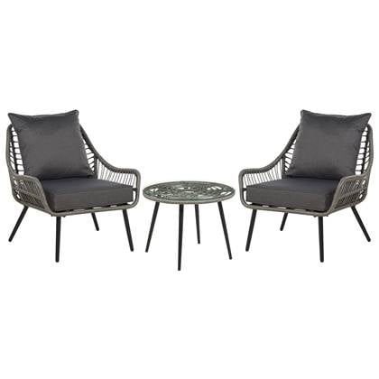Beliani - LAURETO - Bistroset voor 2 - Grijs - PE rotan