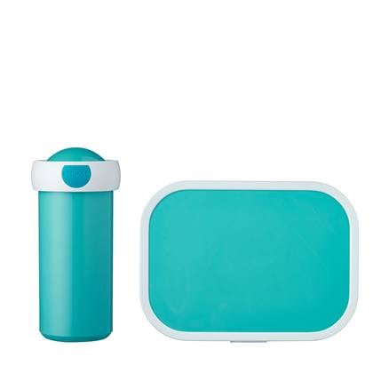 Lunchset Campus (schoolbeker en lunchbox) - turquoise Blauw