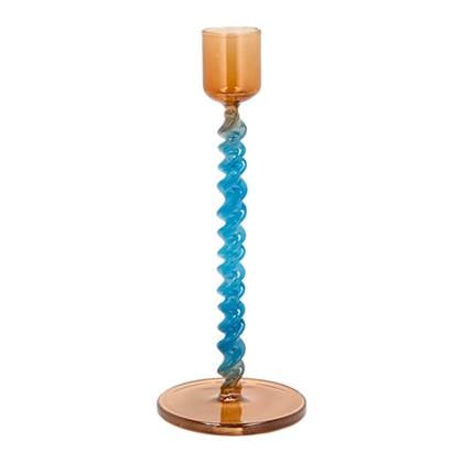 Villa Collection Styles Glazen Kandelaar Twist - Blauw / Oranje