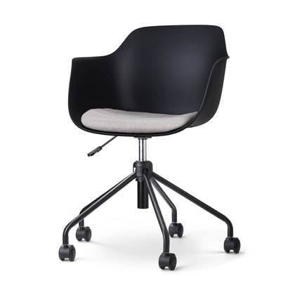 Nolon Nout bureaustoel zwart met armleuningen en beige zitkussen -