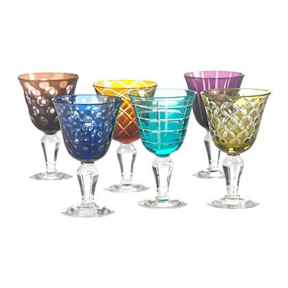 Wine glass cuttings multicolour set