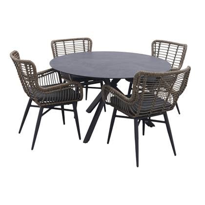 4 Seasons Outdoor Jasmine natural|Locarno 130 cm. ronde tuinset - 5-delig