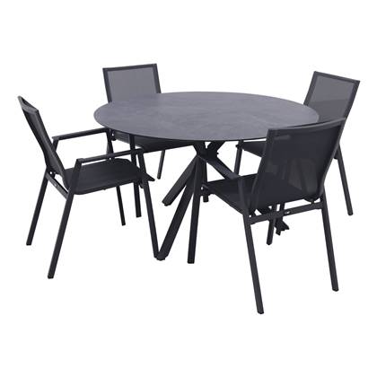 Atmos|Locarno 130 cm. ronde tuinset - 5-delig Grijs