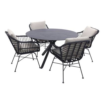 4 Seasons Outdoor Margriet zand|Locarno 130 cm. ronde tuinset - 5-delig
