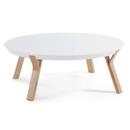 Kave Home - Dilos salontafel wit en es Ø 90 cm