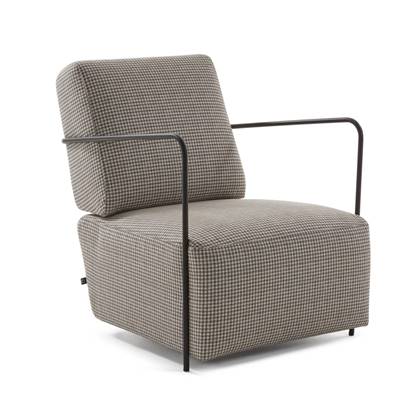 Kave Home - Gamer Fauteuil pied-de-poule-stof en metaal met zwarte