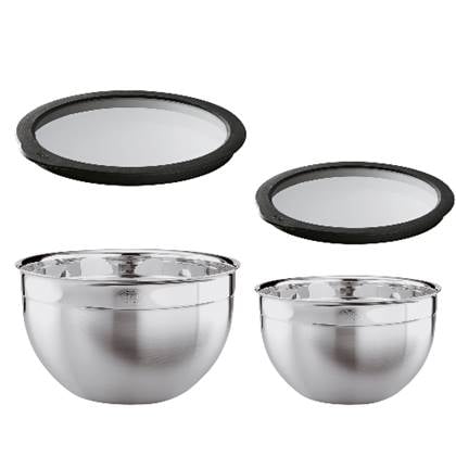 Rosle Schaal met Vershouddeksel, Set van 2 Stuks, RVS, Ø 20 cm, Ø 24 cm - Rö