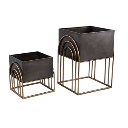 PTMD Mindo Gold iron planter in frame set of 2