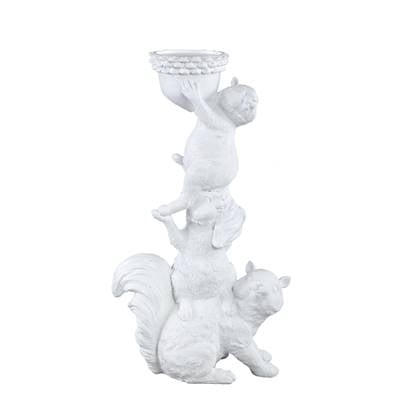 PTMD Jump White polyresin squirel candle holder