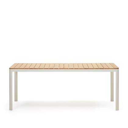 Kave Home - Bona 100% buitentafel in massief teakhout en aluminium met