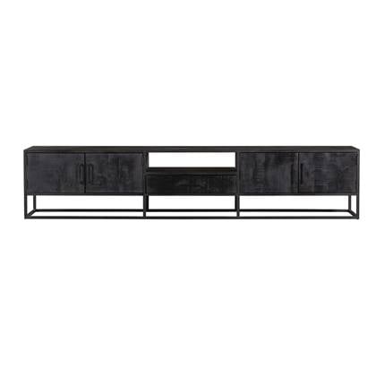 Starfurn Tv meubel Denver Black 240 cm | Mangohout en staal Zwart