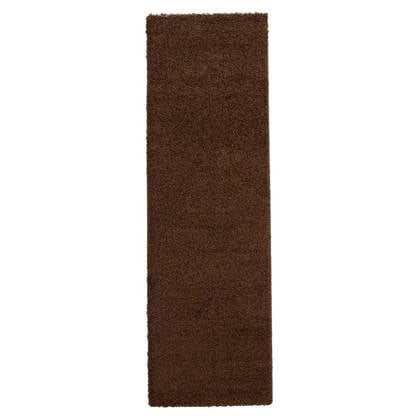 Tapeso Hoogpolige loper shaggy Trend effen - - 80x250 cm Bruin