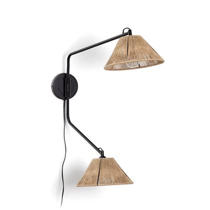 Kave Home - Pontos wandlamp van jute met natuurlijke afwerking