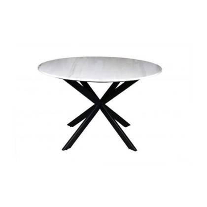 Starfurn Eetkamertafel Lynn | Rond | Wit marmer | 130 CM Wit, Zwart