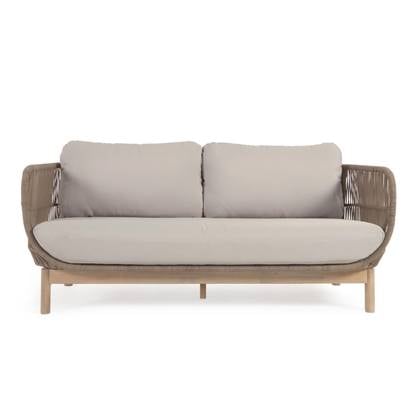 Kave Home - Catalina 3-zitsbank gemaakt met beige touw en FSC massief