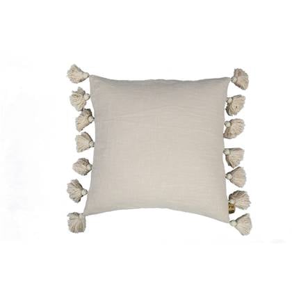 PTMD Dolly Cream cushion with tassels square