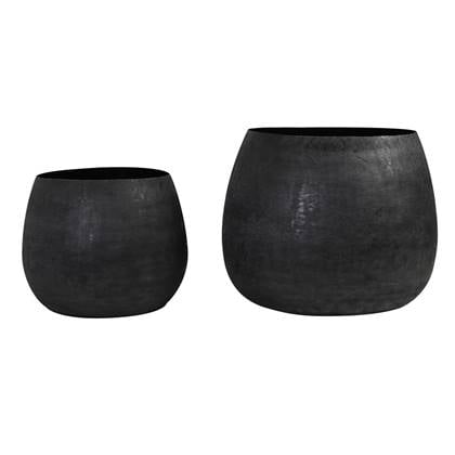 Light&living Pot deco S|2 Ø38,5x28,5+Ø50x37,5 cm GENOLU mat Zwart