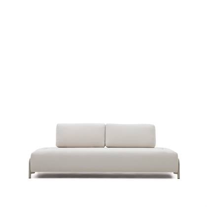 Kave Home - Compo-3-zitsmodule in beige chenille en grijs metalen