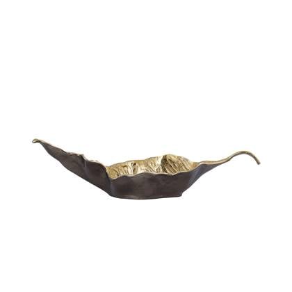 PTMD Ycee Brass casted alu leaf bowl gold inside L