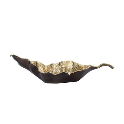 PTMD Ycee Brass casted alu leaf bowl gold inside S