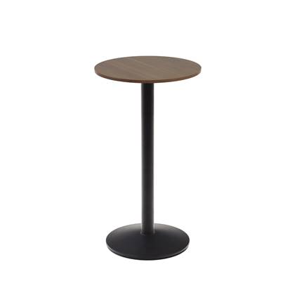 Kave Home - Ronde hoge Esilda-tafel van noothout met melamine en zwart