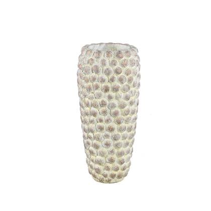 PTMD Ruis Cream cement dotted pot round high M Groen