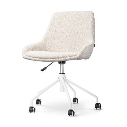 Nolon Nout-Isa Bureaustoel Bouclé Beige - Stof - Wit Onderstel