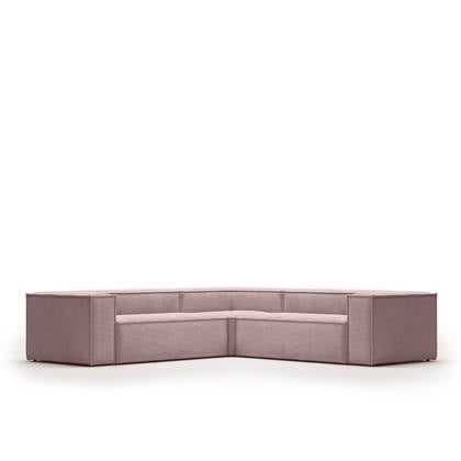 Kave Home - 4-zits hoekbank Blok van roze corduroy 290 x 290 cm