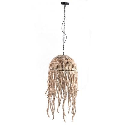 PTMD Doritty Natural hanging lamp wood beaded round