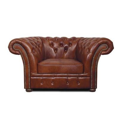 Chesterfield Fauteuil Winfield Basic Leer | Cloudy Oud Bruin | 2 tot 4 weken levertijd