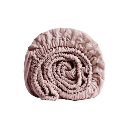 Yumeko hoeslaken gewassen linnen roze chambray 140x200x30 - Biologisch & ecologisch