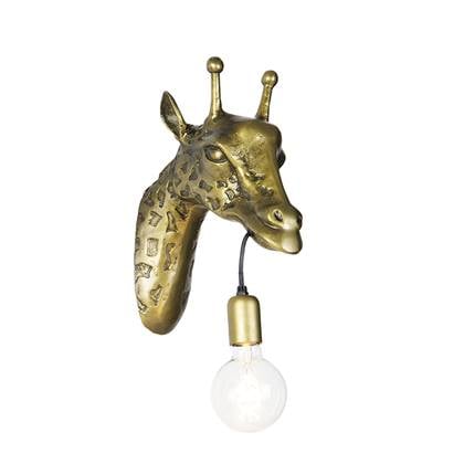 QAZQA Vintage wandlamp messing - Animal Giraf Goud
