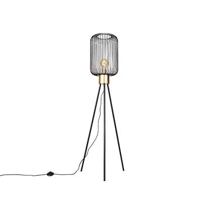 QAZQA Vloerlamp mayelle Zwart Modern D 30cm