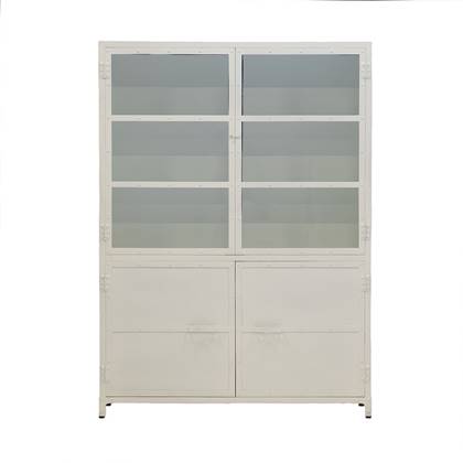 Giga Meubel - Vitrinekast Wit - Metaal&Glas - 138x43x190cm - Marcia