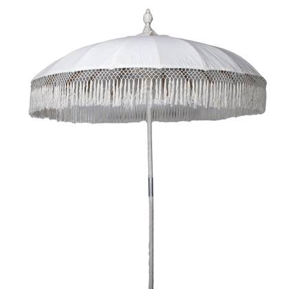 Giga Meubel  Parasol Bali Wit Met Franjes 185x260cm