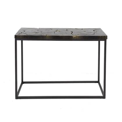 Giga Meubel - Haltafel Zwart|Goud - Teakhout - 100x35x75cm