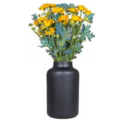 Bela Arte Bloemenvaas Milan - mat - D15 x H25 cm - melkbus vaas Zwart