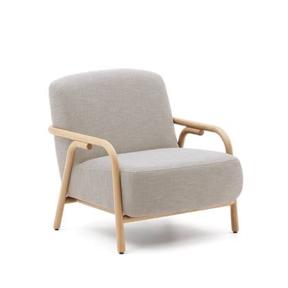 Kave Home - Beige fauteuil Sylo van FSC 100% massief essenhout