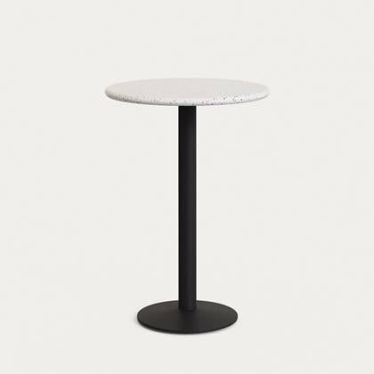 Kave Home - Hoge ronde Saura bar tafel van geschilderd metaal met wit