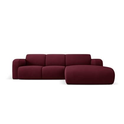 Windsor & Co Lola Hoekbank met Chaise Longue Rechts - Fluweel - Bordeauxrood