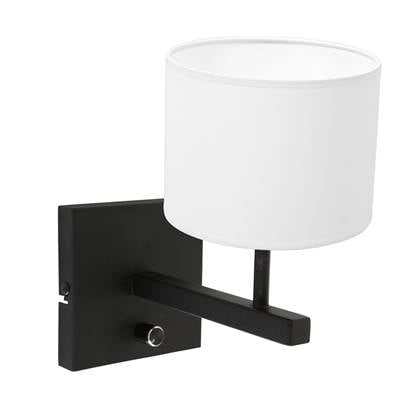 Steinhauer - wandlamp - Stang - zwart - metaal stof - bedlampje - E27 - 8171ZW