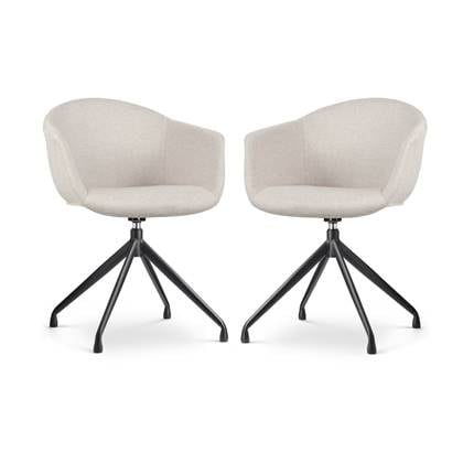 Nolon Nola-Otis Draaibare Eetkamerstoelen Set - Beige - Zwart