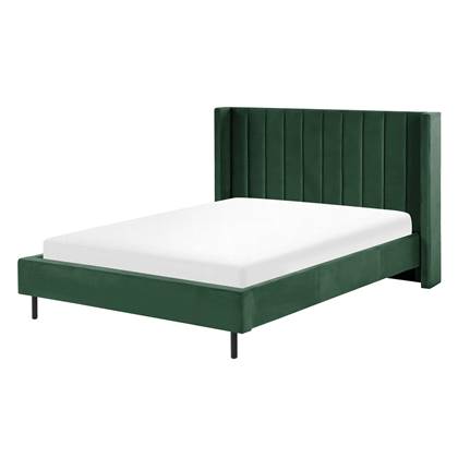 Beliani - VILLETTE - Tweepersoonsbed - Groen - 140 x 200 cm - Fluweel