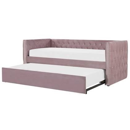 Beliani - GASSIN - Onderschuifbed - Roze - 90 x 200 cm - Fluweel