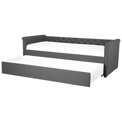 Beliani-LIBOURNE-Onderschuifbed-Donkergrijs-90 x 200 cm-Polyester
