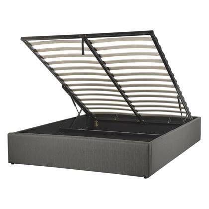 Beliani-DINAN-Tweepersoonsbed-Donker-140 x 200 cm-Polyester Grijs